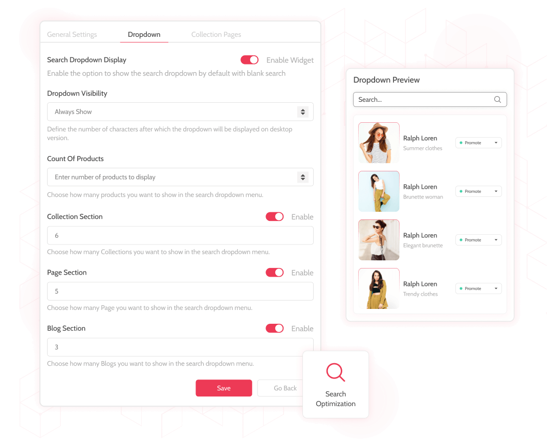 Dropdown Settings